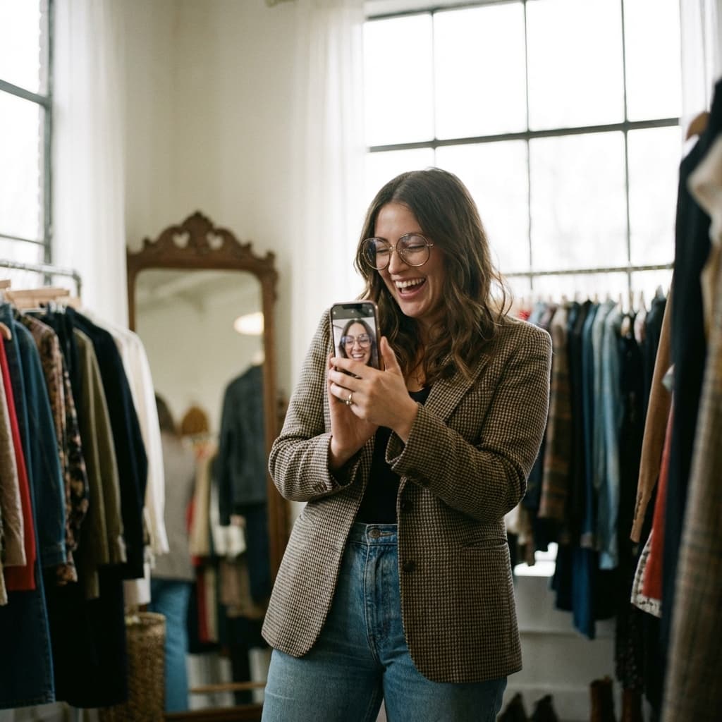 Model trying on glasses